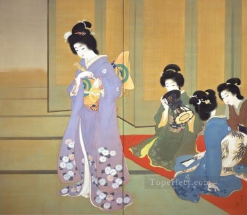 Uemura Shoen Painting - preparing for dance 1914 Uemura Shoen Bijin ga beautiful women